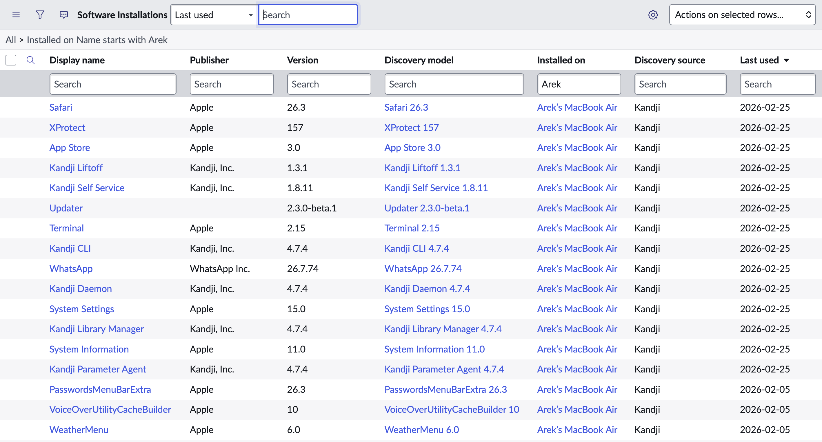 ServiceNow App List
