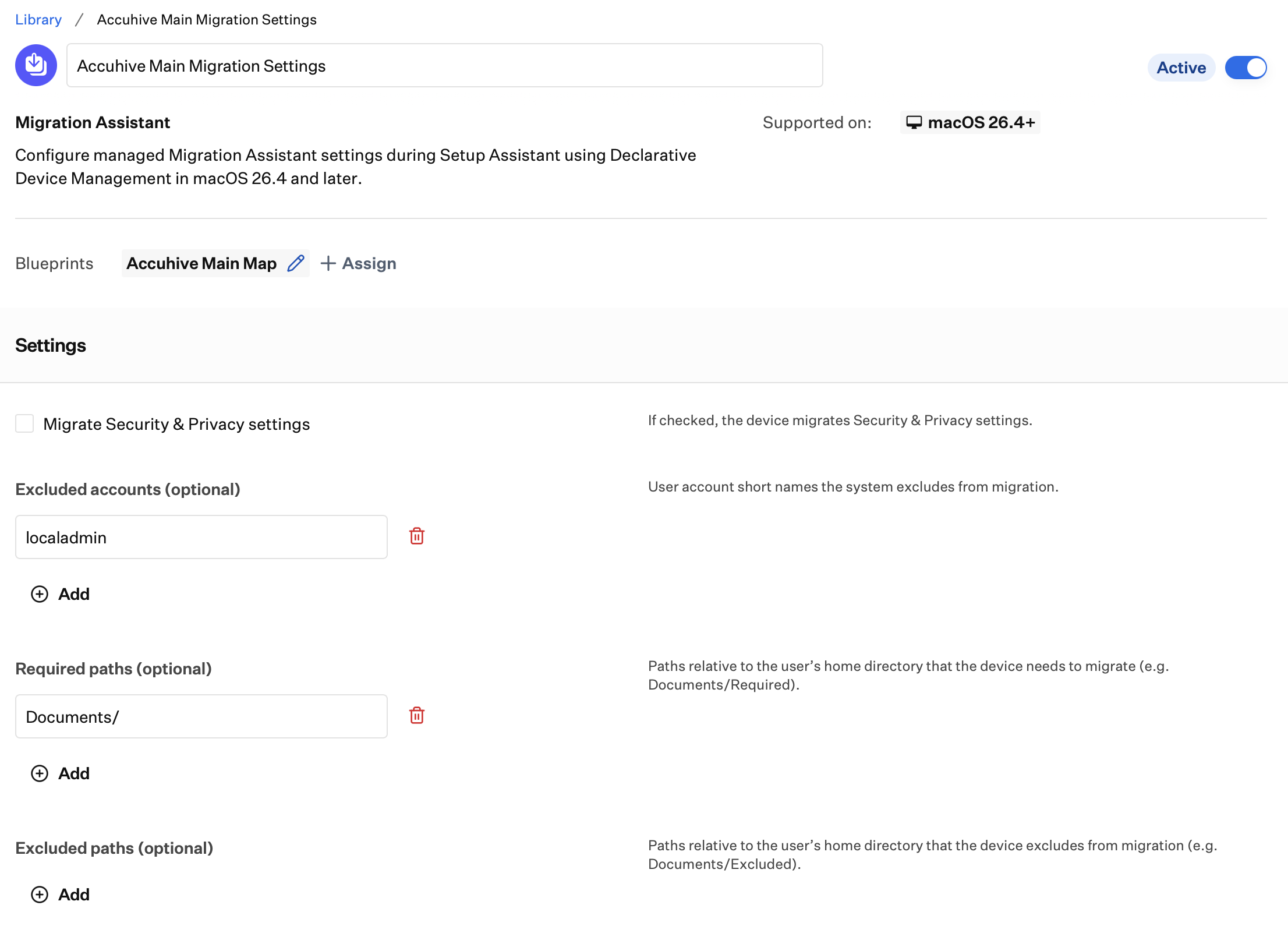 Migration Assistant Library Item